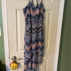 Trixxi Hi Lo High Low Strappy Criss Cross Chiffon Dress Navy womens size small